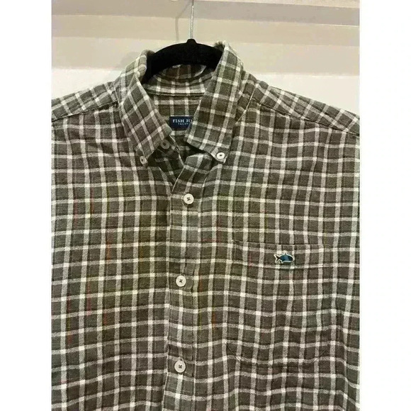 *Men's Fish Hippie Plaid Button Down, size medium - Picture 9 of 9